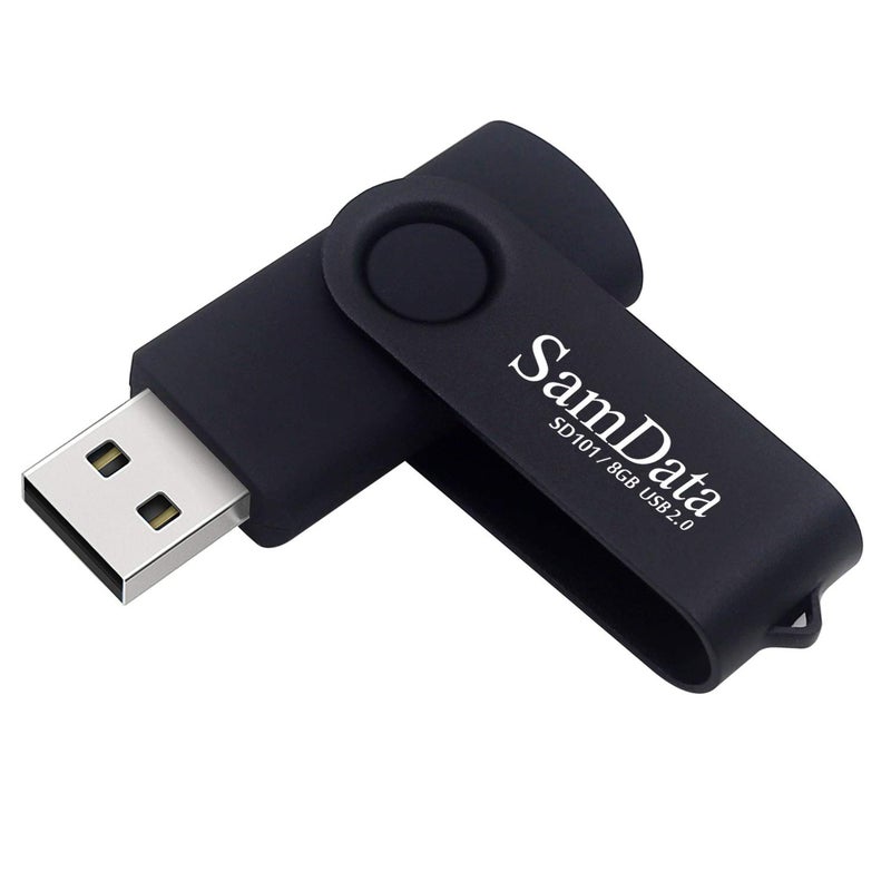 SamData USB Flash Drive 8GB 3 Pack USB 2.0 Thumb Drive Swivel Memory Stick Data Storage Jump Drive Zip Drive Drive with Led Indicator (Black, 8GB-3Pack) - Image 2